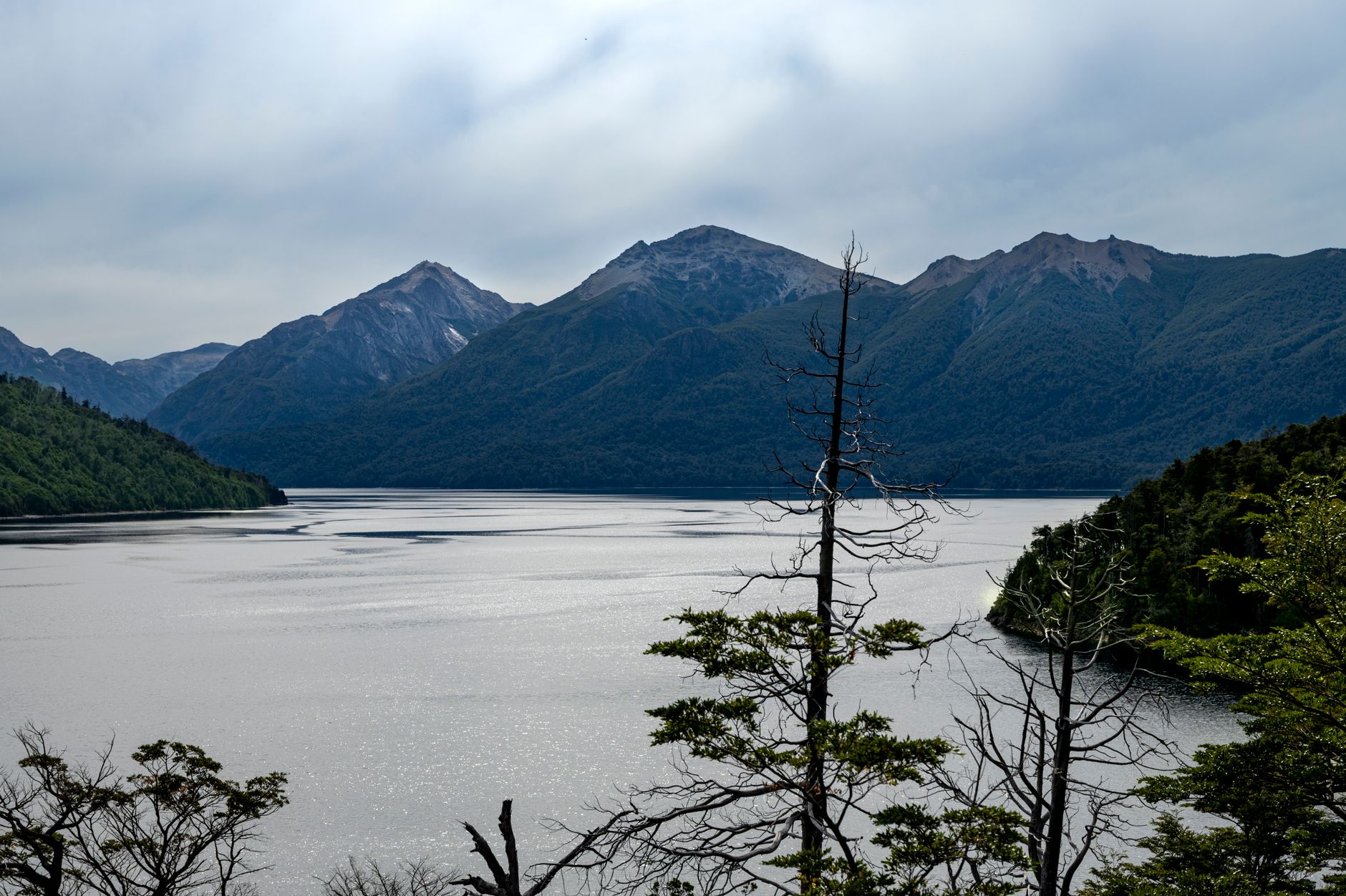 Wild Patagonian coastline with dramatic storm clouds